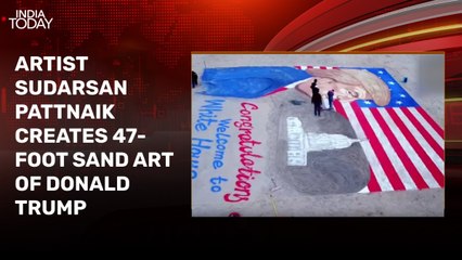 Artist Sudarsan Pattnaik creates 47-foot sand art of Donald Trump