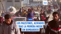 Los palestinos de Gaza se despiertan aliviados tras la primera noche sin bombardeos