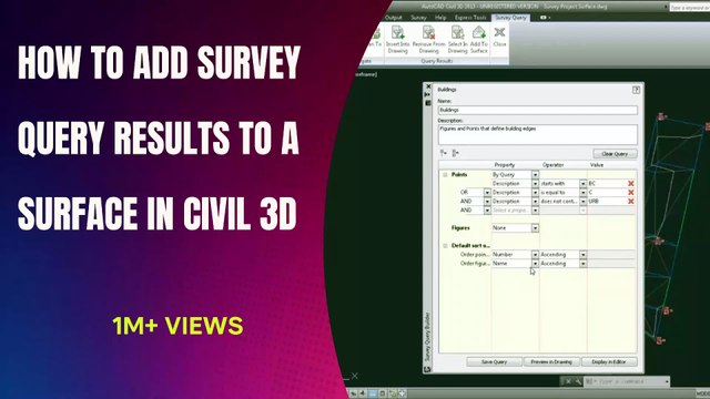 how to Add Survey Query Results to a Surface in civil 3d #autocadcivil3d #civil3d #autodesk #Autodesk #civil3d