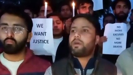 Candle march At Jammu University Against 17 Deaths In Rajouri Budhaal