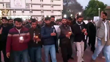 Candle march At Jammu University Against 17 Deaths In Rajouri Budhaal
