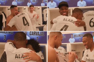 El emotivo recibimiento del vestuario del Real Madrid a Alaba en su regreso ⚽