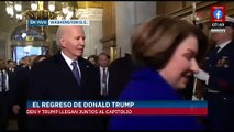 Joe Biden y Donald Trump entran juntos al Capitolio de Estados Unidos