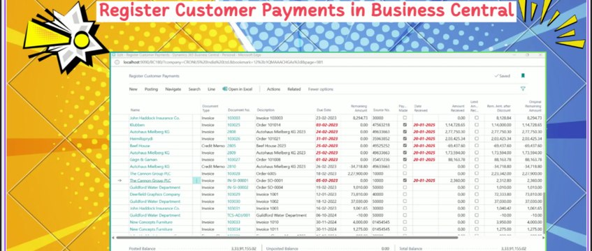 Register Customer Payments in Business Central #customer #payments #registration #d365bc