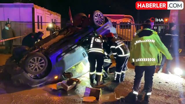 Tırın Çarptığı Hafif Ticari Araç Takla Attı