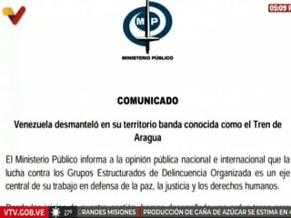 Comunicado | Ministerio Público desmanteló en Venezuela grupos delictivos como el Tren de Aragua