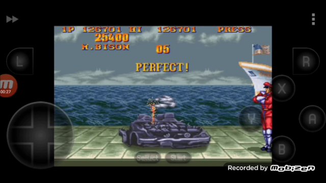 Street Fighter II Turbo: Hyper Fighting Mr Bison destruindo o carro bônus 1