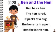 BASIC READING for KIDS I BEN AND THE HEN I Timed reading I with Teacher Jake