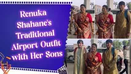 Renuka Shahane spotted at Mumbai Airport in a beautiful red saree