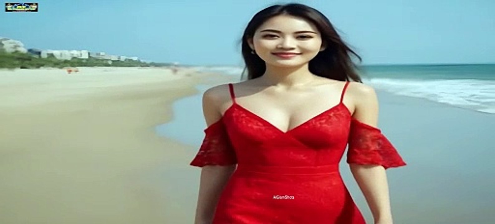 Beautiful slim asian ai model enjoying in beach - AIGlamShots