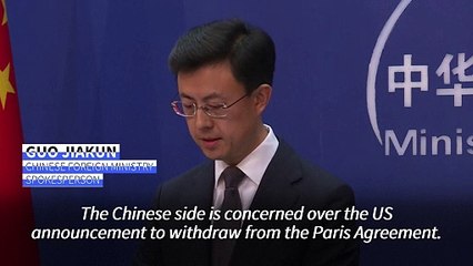 China 'concerned' by US withdrawal from Paris climate accord