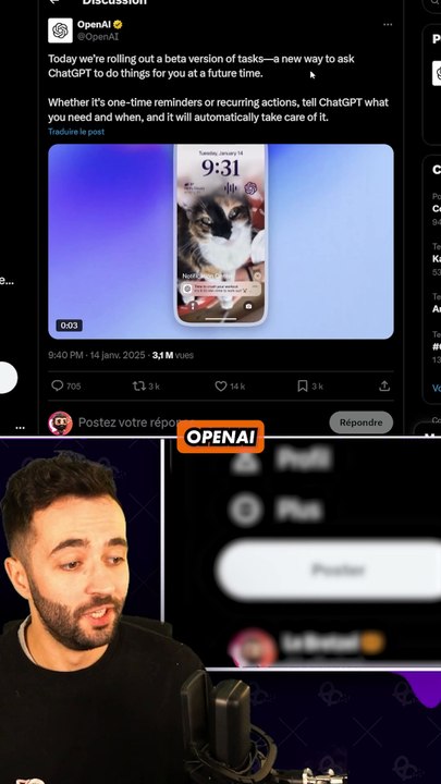 CHATGPT A UNE NOUVELLE FONCTIONNALITE ! 🤪 #openai #chatgpt #actusia #tasks #chatbot #chatgpttasks