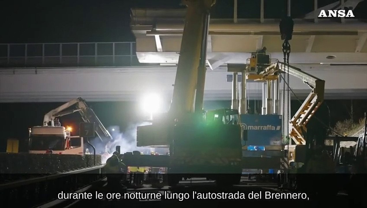 Bressanone, varo notturno per un nuovo cavalcavia sulla A22