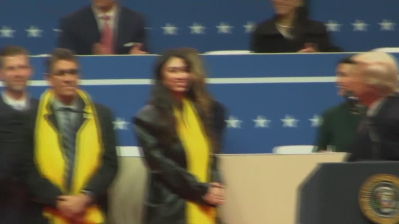 Barron Trump steals the spotlight during his father’s Inauguration speech