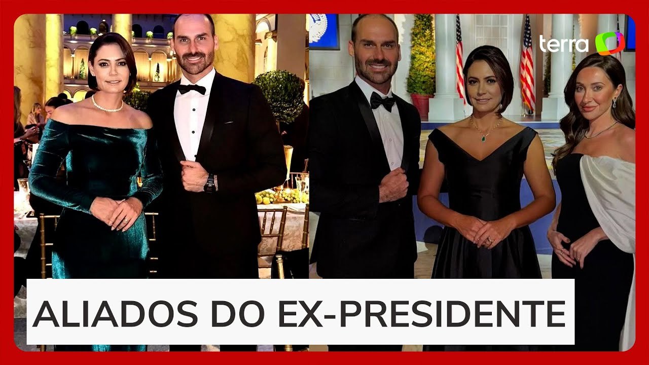 Michelle e Eduardo Bolsonaro ficaram fora do Capitólio durante posse de Trump