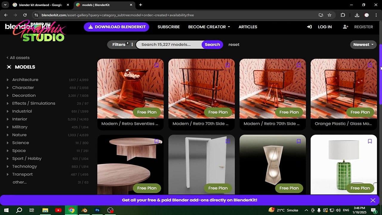 ReadyMade Models in One Click | Blenderkit New Version | Rashid Ali Studio