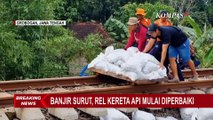 Banjir Luapan Sungai Tuntang Mulai Surut, Rel Kereta Api di Grobogan Diperbaiki