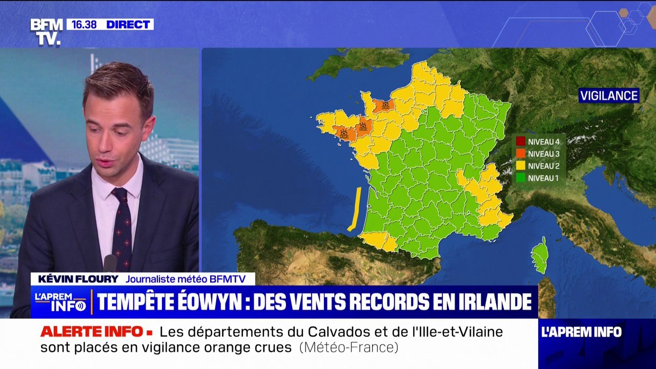 Tempête Eowyn: trois départements placés en vigilance orange par Météo-France