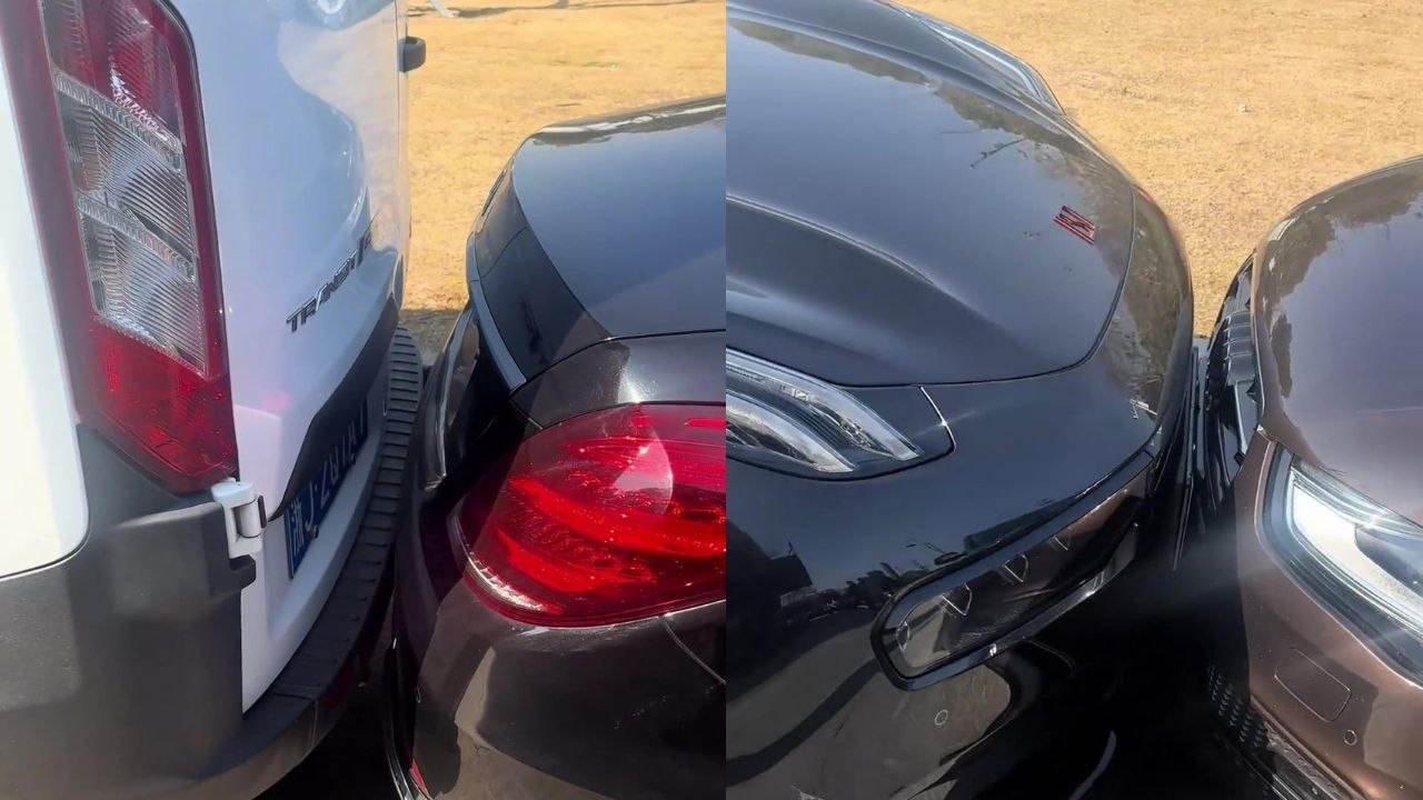 Precision parking! Vehicles parked bumper-to-bumper in bizarre video