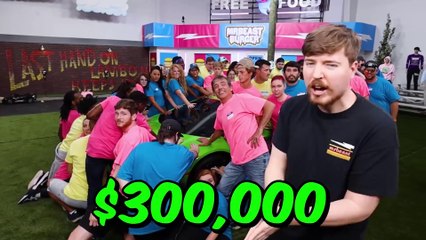 “Last To Take Hand Off The LAMBORGHINI Wins $300,000 😱🚗💰| Mr beast Challenge”