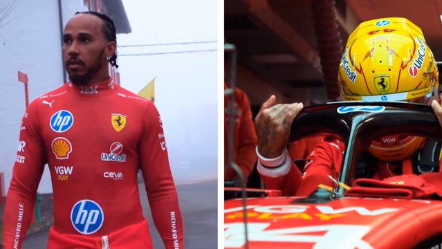 F1: Lewis Hamilton se viste de rojo y da sus primeras vueltas con un Ferrari en Fiorano