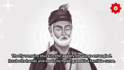 The fly remains stuck in the jaggery, its wings entangled. It rubs its hands and beats its head, greed is a terrible curse.