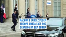 Macron e Scholz pedem uma Europa unida face às ameaças comerciais de Trump