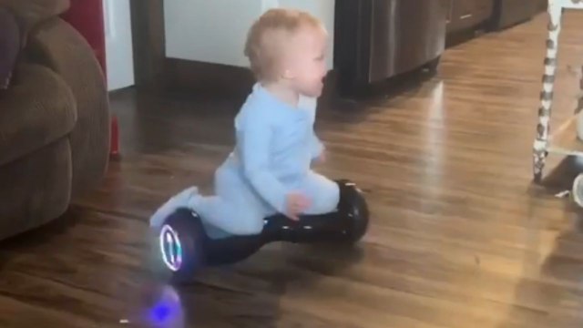 'She Was So Proud, Haha' - One-year-old girl learns how to hoverboard in no time!
