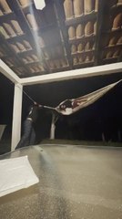 Man Shoves Hammock, Causing Girl to Fall and Hit Table
