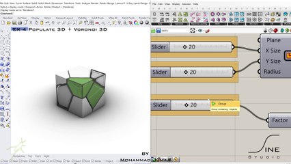 Grasshopper in 1 minute - EX 4 - Populate 3D + Voronoi 3D