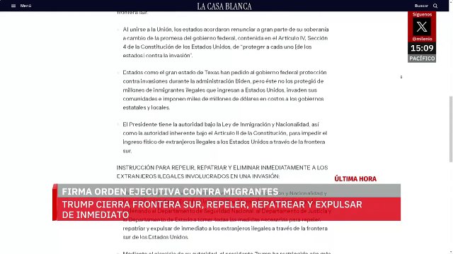 Donald Trump cierra frontera sur; firma orden ejecutiva contra migrantes