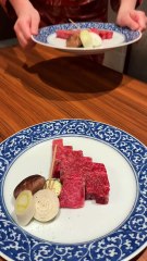An exquisite steak lunch cooked on a 400-degree stone at japan 🥩