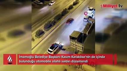 Belediye başkanının bulunduğu otomobile silahlı saldırı