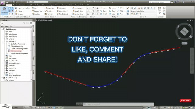 how to Create a Rail Alignment in civil 3d #autocadcivil3d #autocad #civil3d #architecture #Autodesk #civil3d