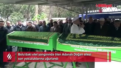 Kartalkaya'daki yangında ölen çift ile 2 çocuğu toprağa verildi