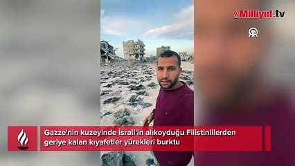 Gazze'nin kuzeyinde İsrail'in alıkoyduğu Filistinlilerden geriye kalan kıyafetler yürekleri burktu