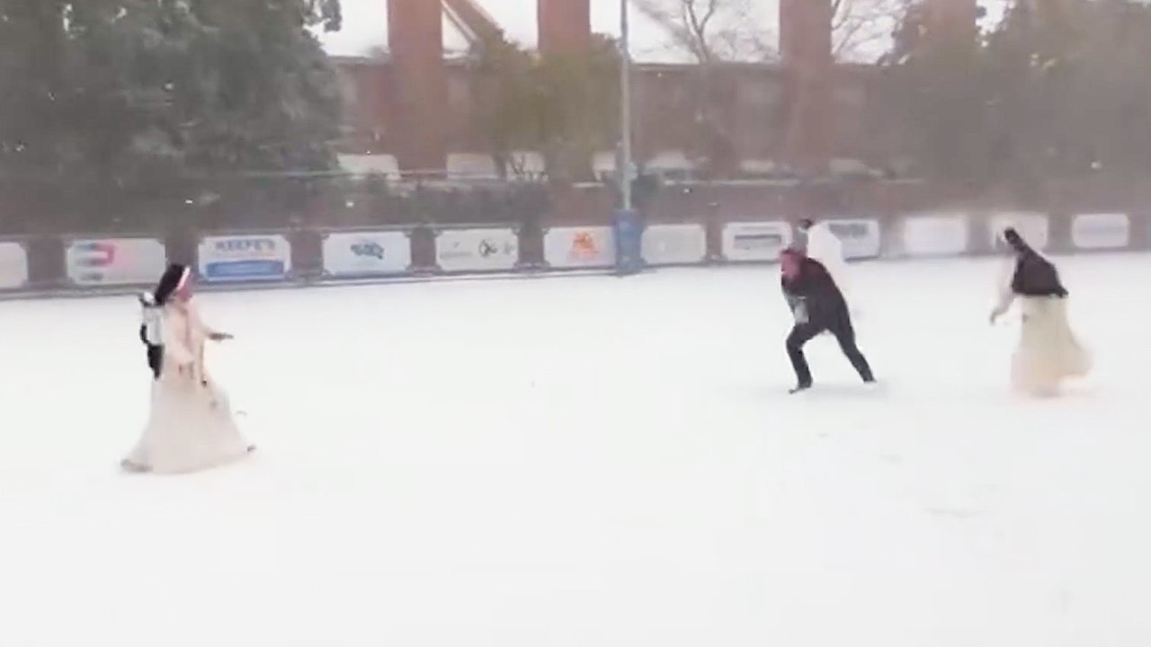 Nuns have snowball fight in Louisiana after record snowstorm