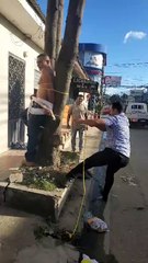 Amarran a supuesto ladrón a poste