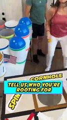Throw to Win a Prize Spinning Cornhole Game