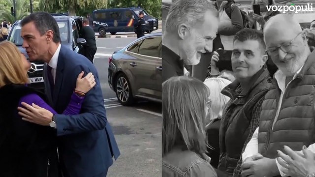 Los alcaldes afectados por la DANA con Sánchez y con el Rey