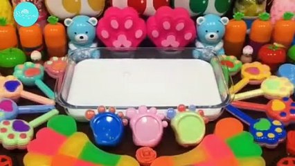 🌈✨ Footprints in the Rainbow - ASMR Slime Mixing with Makeup & Glitter! ✨🌈