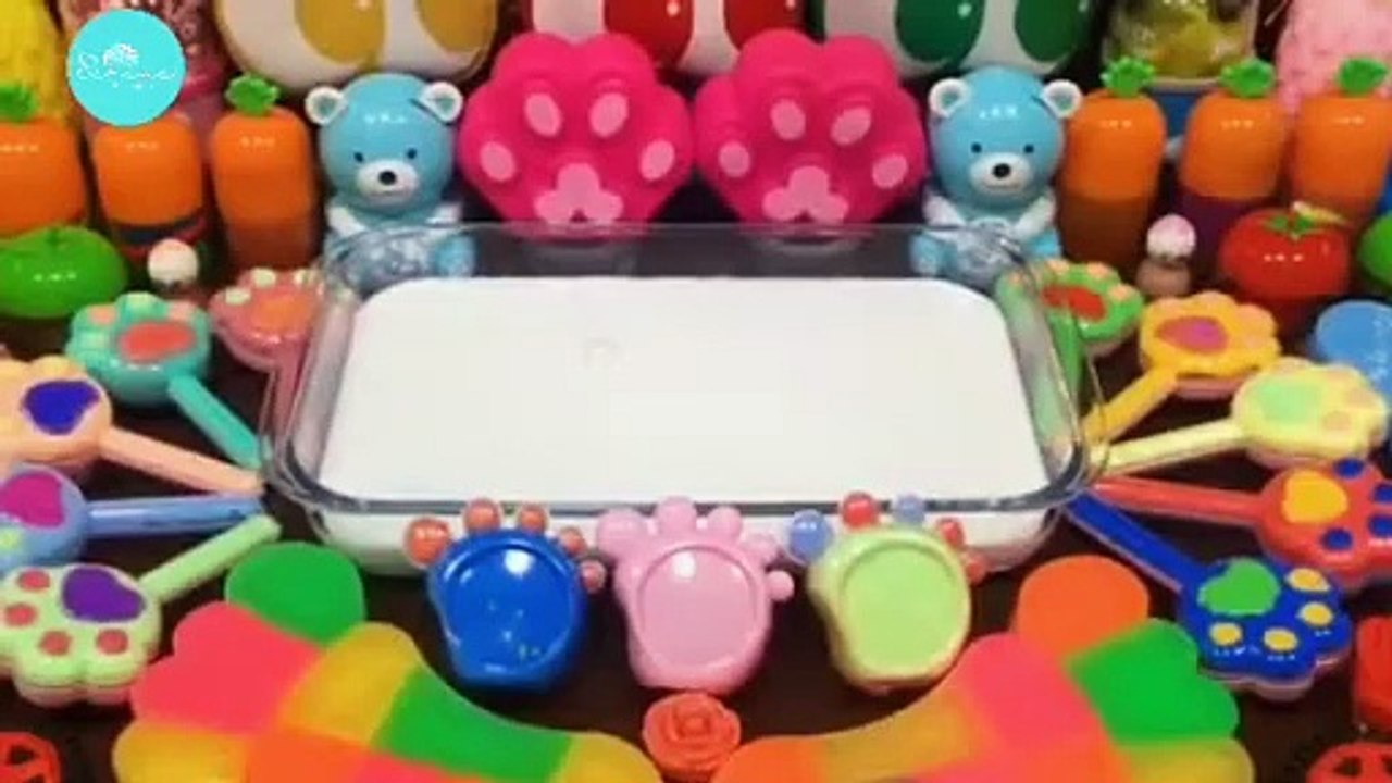 🌈✨ Footprints in the Rainbow - ASMR Slime Mixing with Makeup & Glitter! ✨🌈