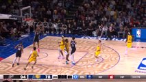 Wembanyama puts on a huge block before setting up an alley-oop