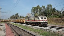 WAP-7 30363 passes with 20624 Malgudi Superfast Express through Palahalli, India