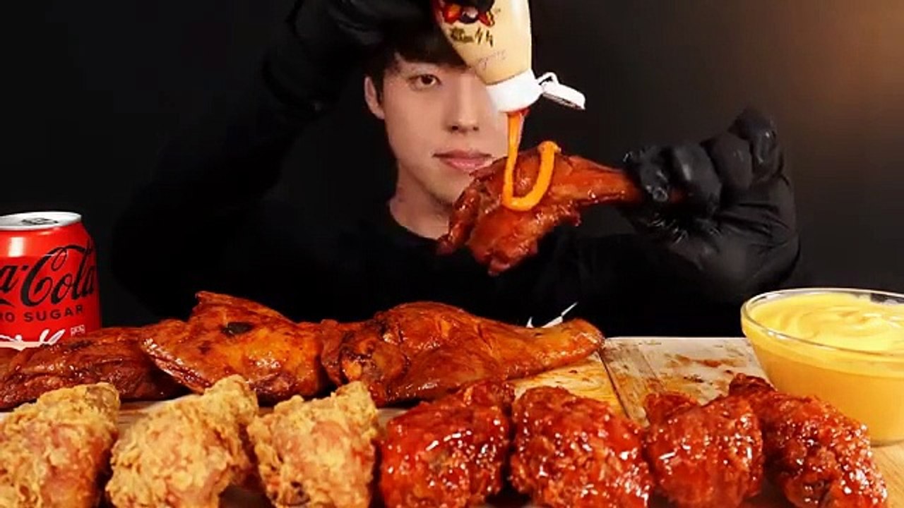 FRIED CHICKEN & BBQ GRILLED CHICKEN MUKBANG ASMR EATING SOUNDS