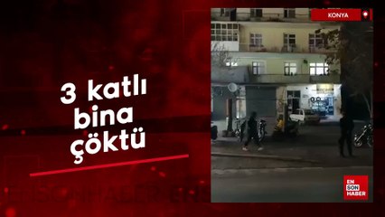 Konya'da 3 katlı bina çöktü