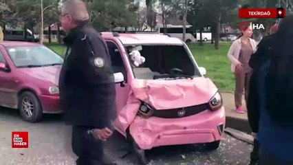 Tekirdağ'da elektrikli otomobilin takla attığı anlar