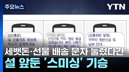 세뱃돈·선물 배송 문자 눌렀다간...설 앞둔 '스미싱' 기승 / YTN