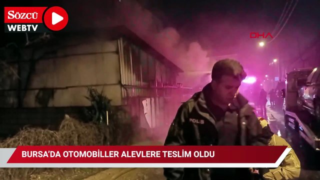 Bursa’da otomobiller alevlere teslim oldu