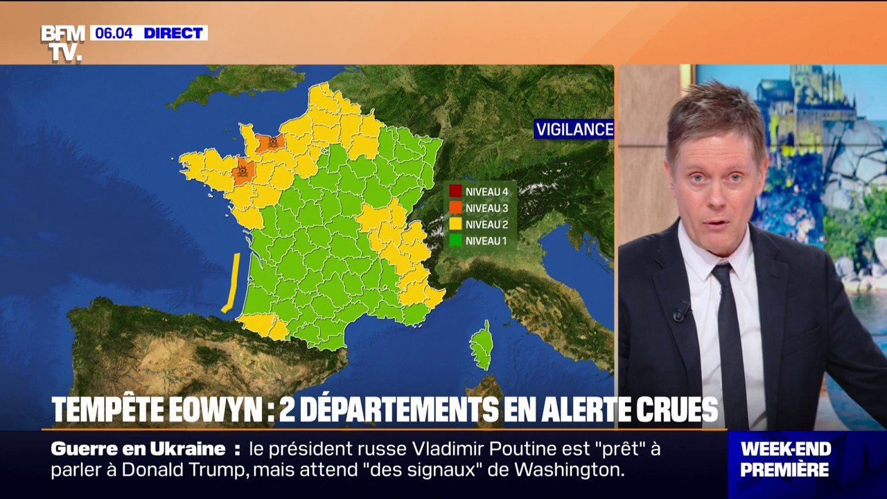 Tempête Eowyn: l'Ile-et-Vilaine et le Calvados départements en alerte crues